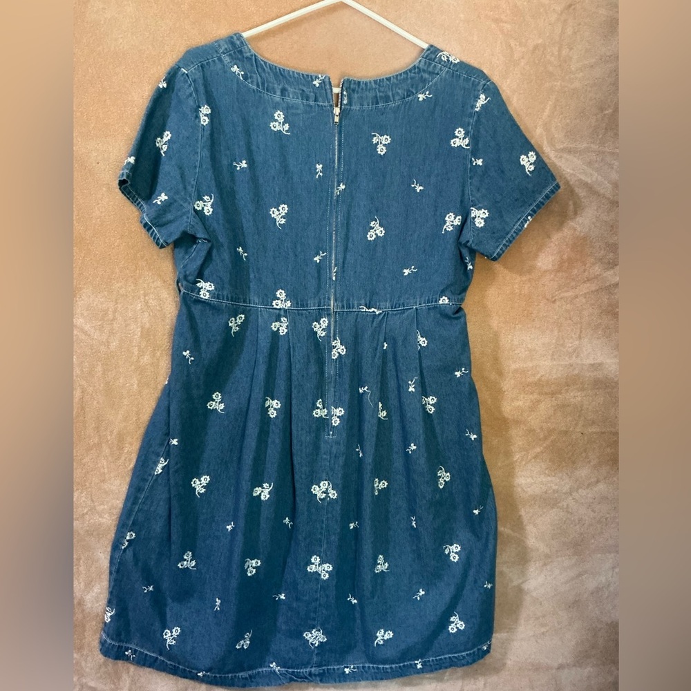 Motherhood‎ Blue Denim Dress with Floral Embroidery- vintage - Picture 4 of 7